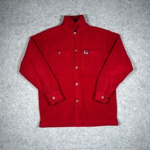 Vintage Ski-Doo Fleece Shirt Jacket Mens Medium Red Sno Gear Snowmobile